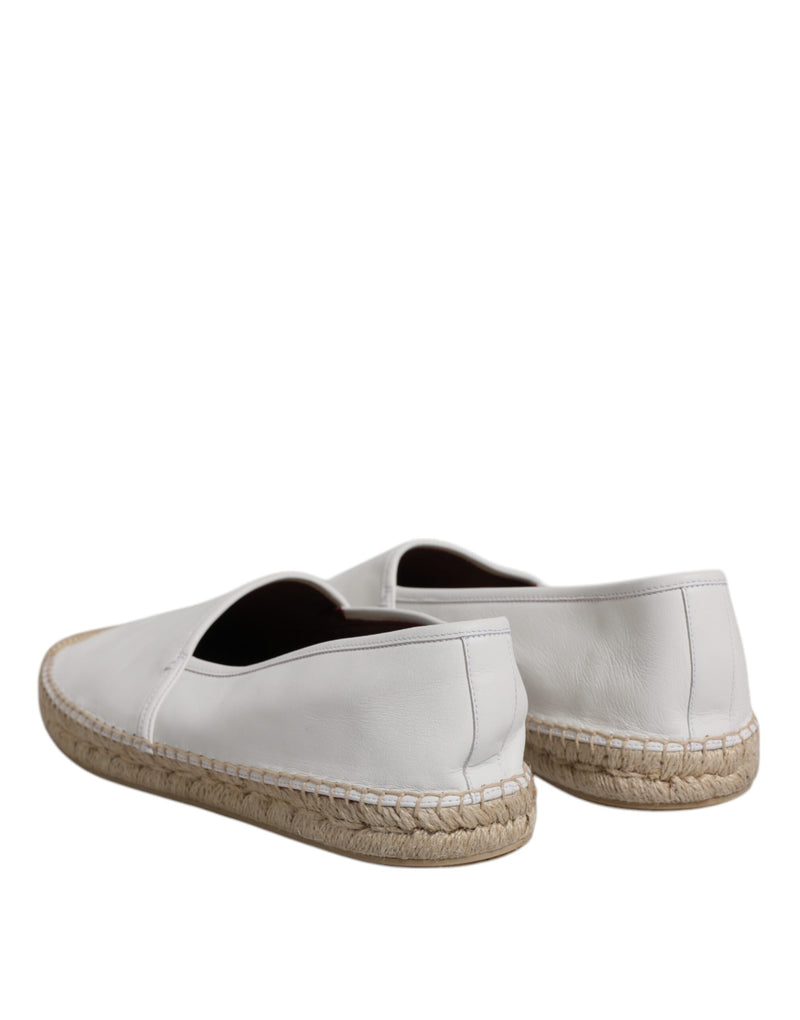 Dolce & Gabbana White Calfskin Leather Men Espadrilles Men's Shoes