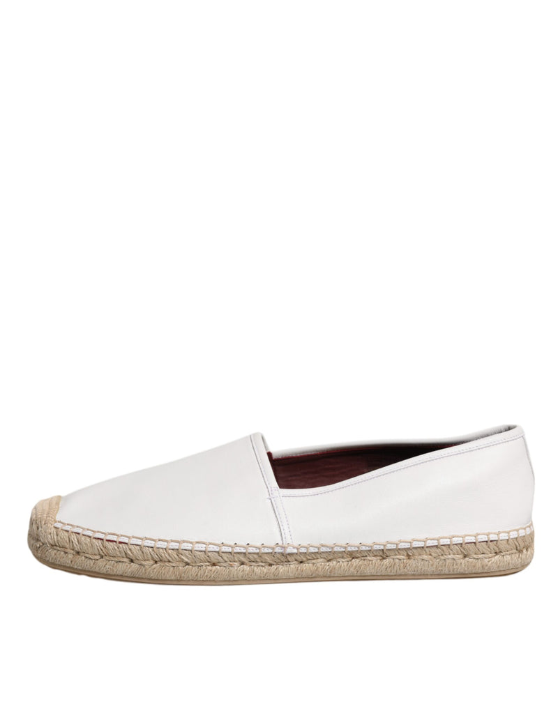 Dolce & Gabbana White Calfskin Leather Men Espadrilles Men's Shoes