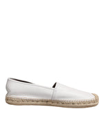 Dolce & Gabbana White Calfskin Leather Men Espadrilles Men's Shoes