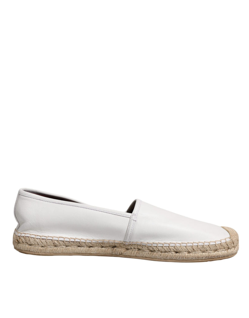 Dolce & Gabbana White Calfskin Leather Men Espadrilles Men's Shoes