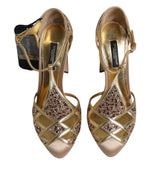 Dolce & Gabbana Beige Crystal Embellished Satin Leather Pumps Women's Shoes (Pre-Owned)