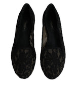 Dolce & Gabbana Black Taormina Lace Slip On Flats Women's Shoes (Pre-Owned)