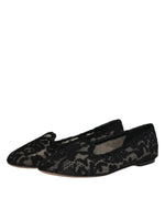 Dolce & Gabbana Black Taormina Lace Slip On Flats Women's Shoes (Pre-Owned)