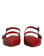 Dolce & Gabbana Red Leather Slingback Flats Sandals Women's Shoes (Pre-Owned)