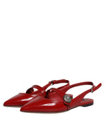 Dolce & Gabbana Red Leather Slingback Flats Sandals Women's Shoes (Pre-Owned)