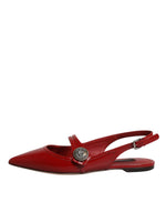 Dolce & Gabbana Red Leather Slingback Flats Sandals Women's Shoes (Pre-Owned)