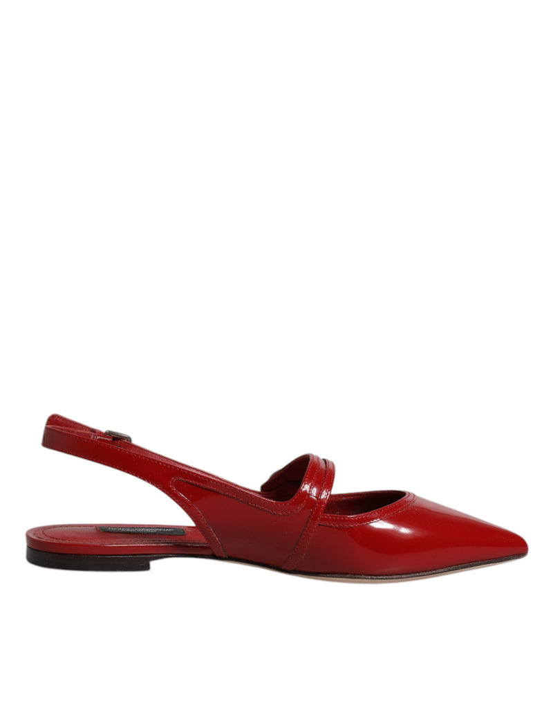 Dolce & Gabbana Red Leather Slingback Flats Sandals Women's Shoes (Pre-Owned)