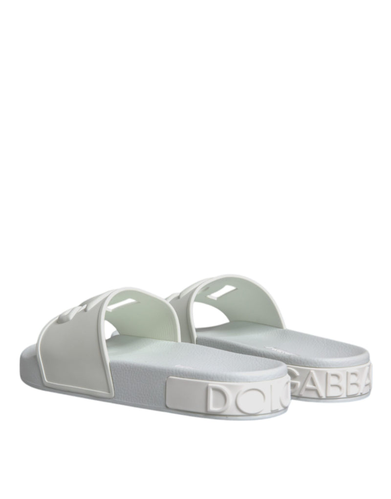 Dolce & Gabbana White Rubber Slides Sandals Beachwear Women's Shoes