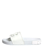 Dolce & Gabbana White Rubber Slides Sandals Beachwear Women's Shoes