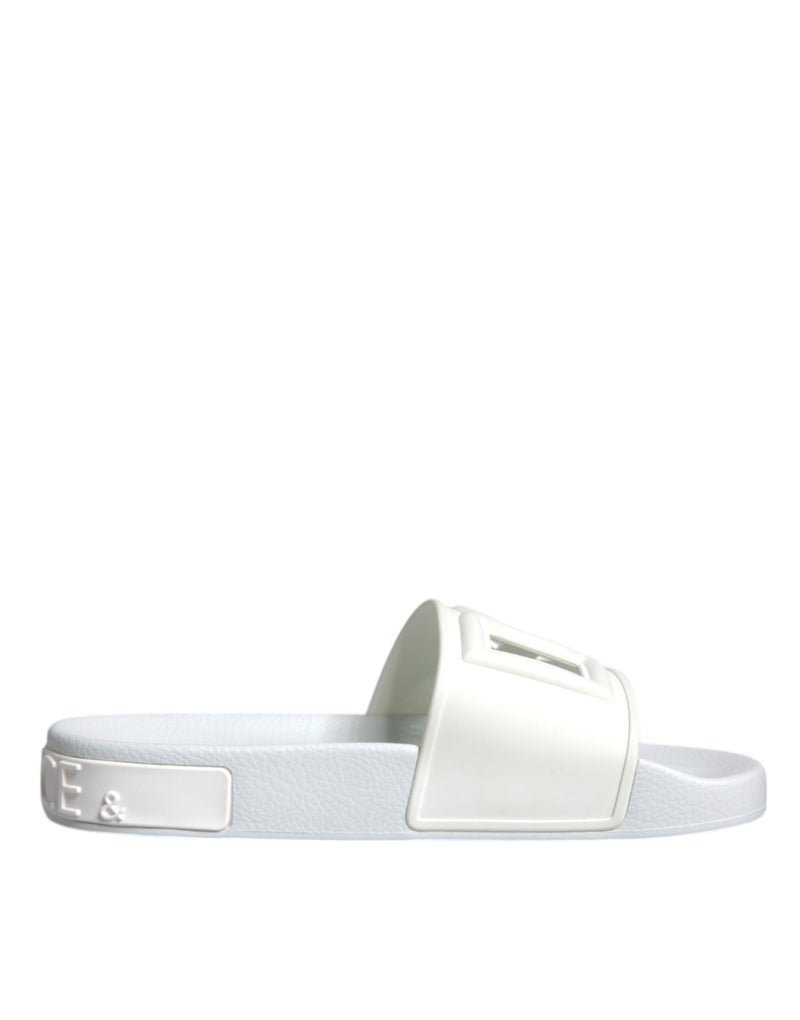 Dolce & Gabbana White Rubber Slides Sandals Beachwear Women's Shoes