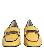 Dolce & Gabbana Yellow Leather Logo Plaque Slip On Mocassin Women's Shoes (Pre-Owned)