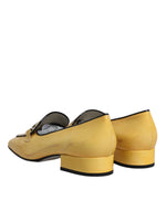 Dolce & Gabbana Yellow Leather Logo Plaque Slip On Mocassin Women's Shoes (Pre-Owned)