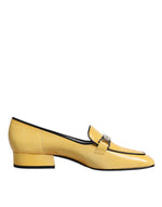 Dolce & Gabbana Yellow Leather Logo Plaque Slip On Mocassin Women's Shoes (Pre-Owned)