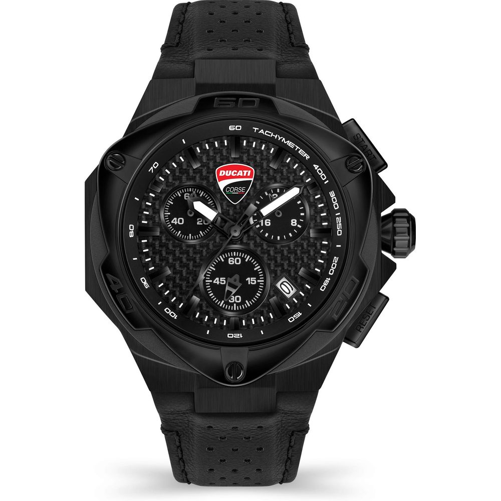 Ducati Black Leather Men's Watch