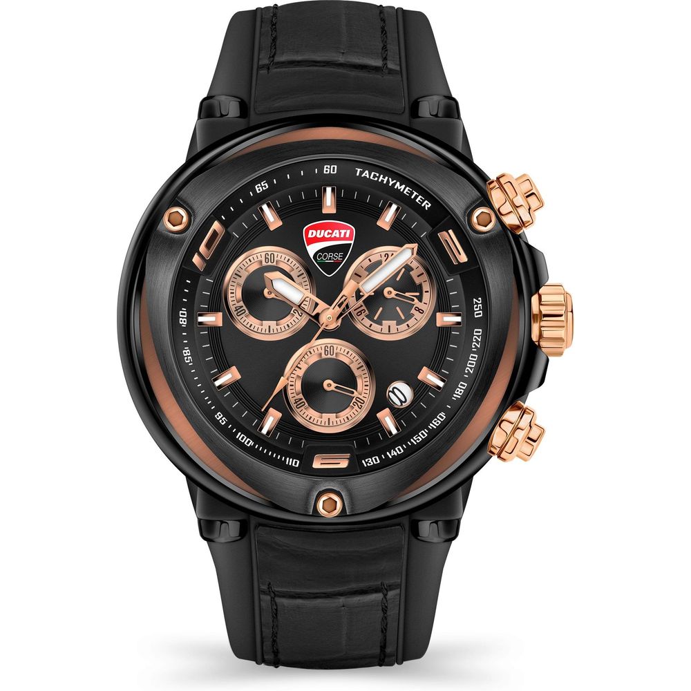 Ducati Black Leather Men's Watch