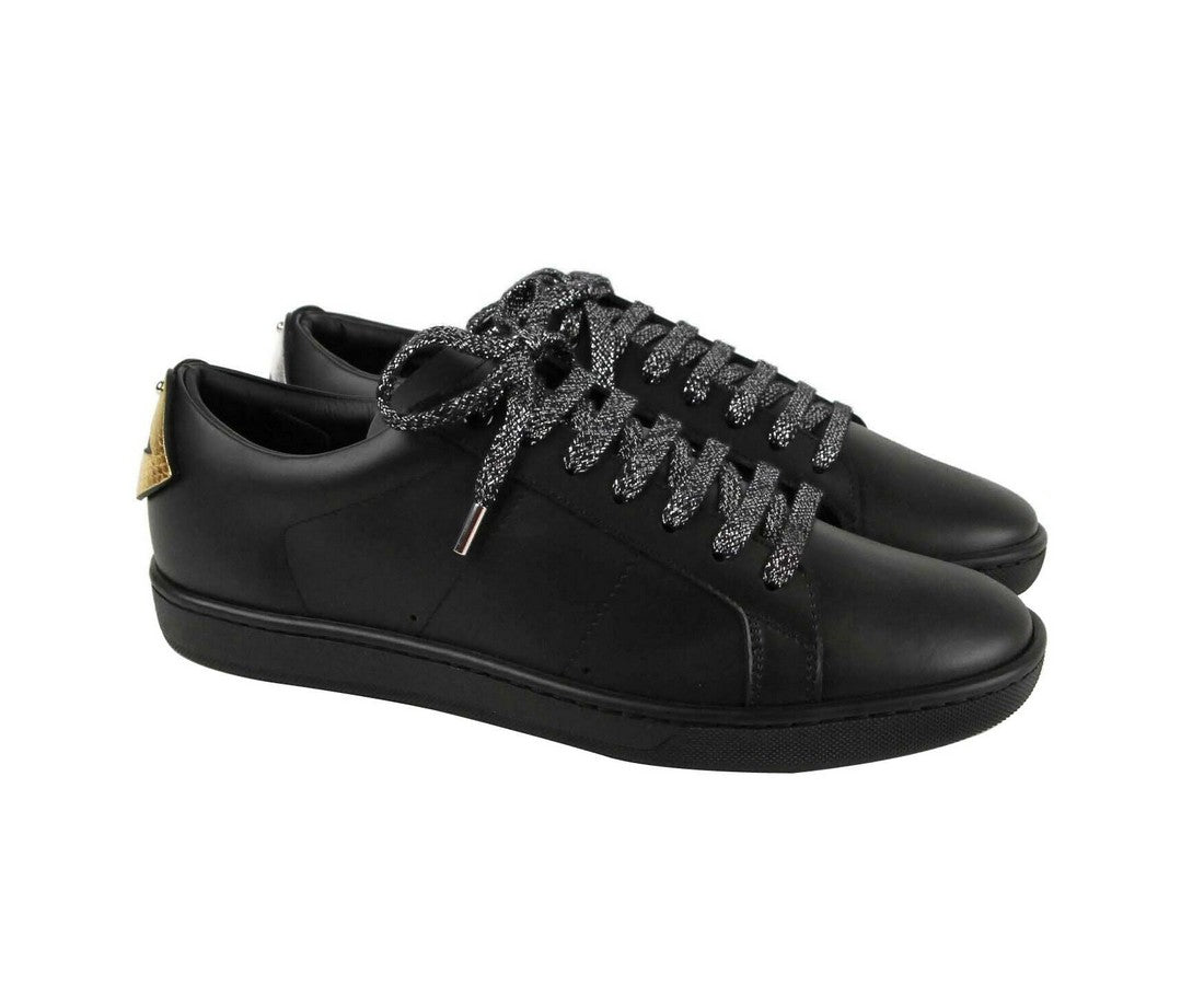 Saint Laurent Black Leather Signature Court Lips Sneaker