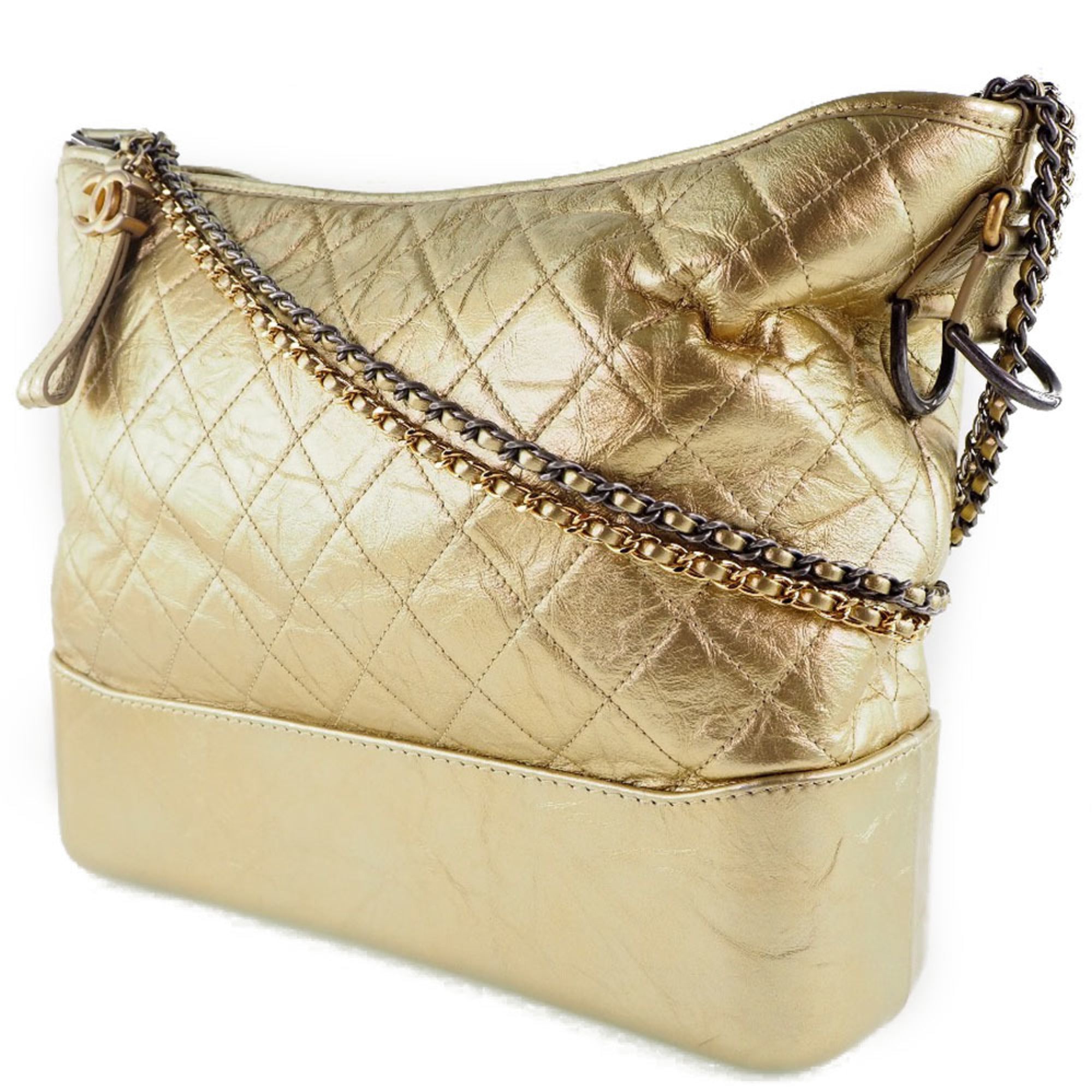 Chanel Gabrielle Gold Pony-Style Calfskin Shoulder Bag (Pre-Owned)