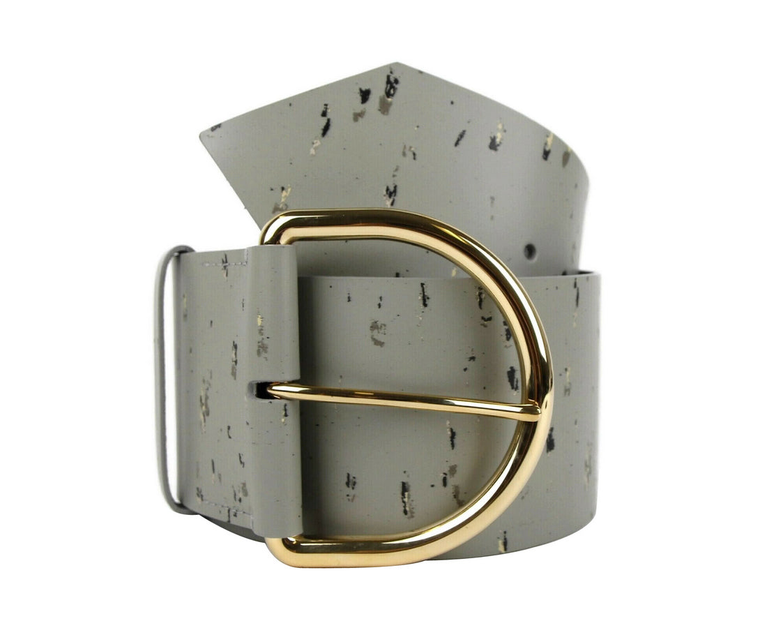 Balenciaga Women's Grey Linoleum Wide Belt Gold Hardware