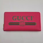 Gucci Pink Leather GRG Logo Print Long Continental Zip Around Wallet