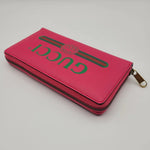 Gucci Pink Leather GRG Logo Print Long Continental Zip Around Wallet