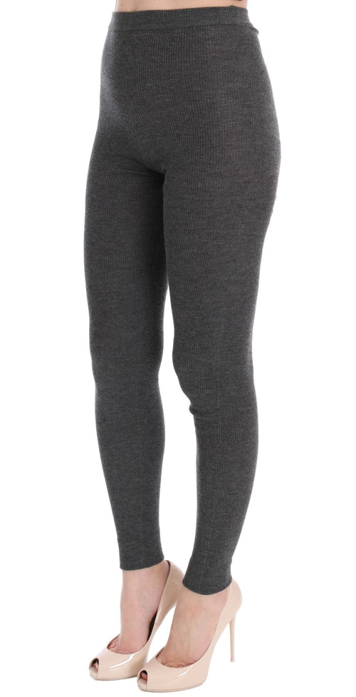 Dolce & Gabbana Chic Gray High Waist Cashmere Tights Women's Pants