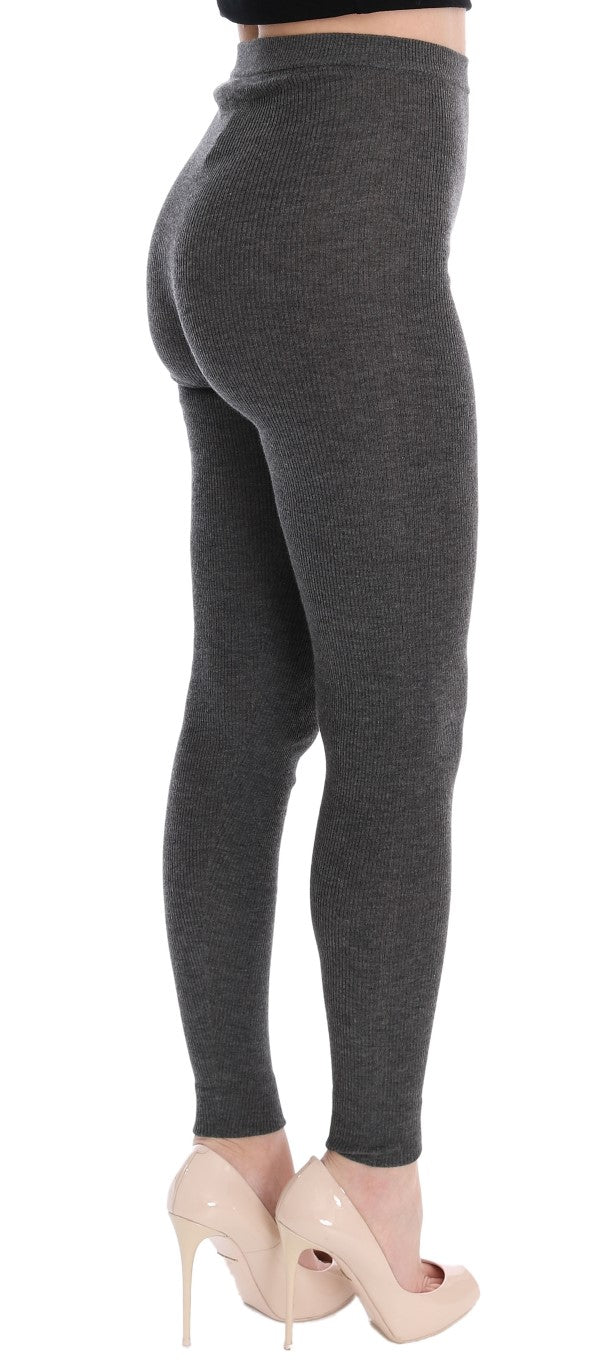 Dolce & Gabbana Chic Gray High Waist Cashmere Tights Women's Pants