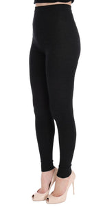 Dolce & Gabbana Elegant High-Waist Wool Tights Pants in Dark Women's Gray