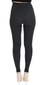 Dolce & Gabbana Elegant Gray High-Waist Wool Tights Women's Pants