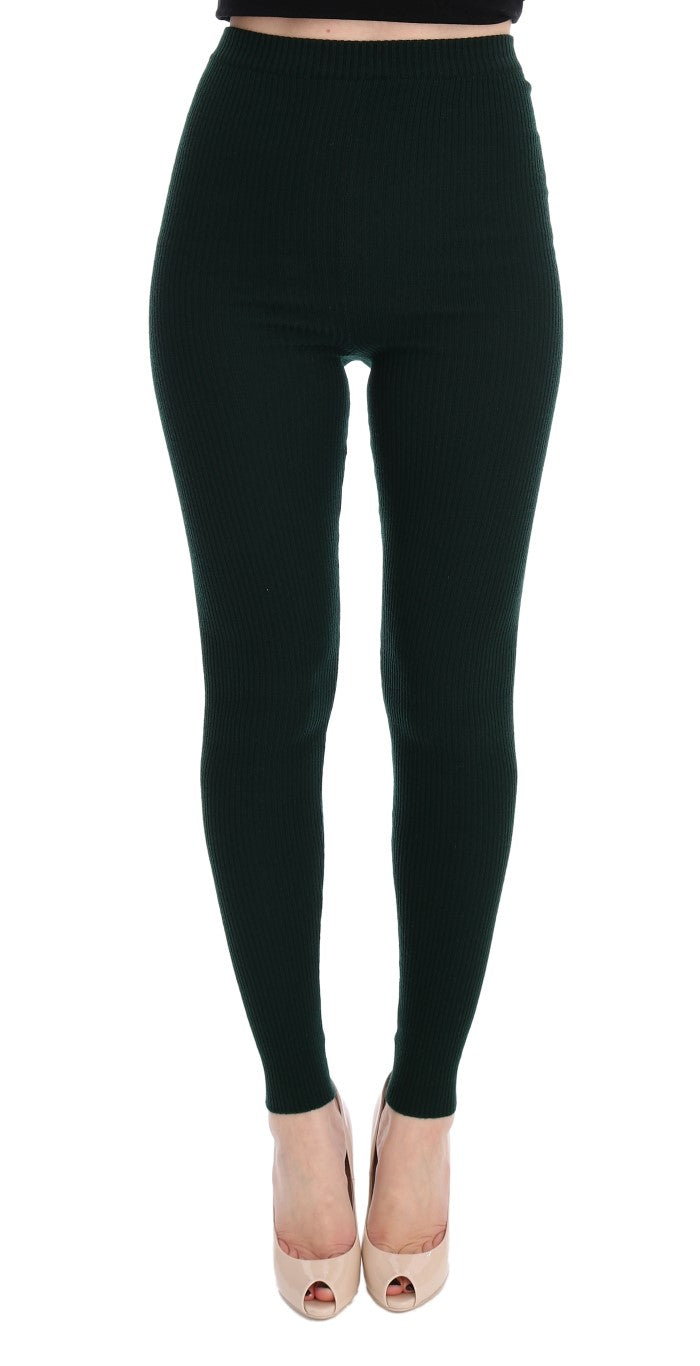 Dolce & Gabbana Elegant High Waist Green Wool Women's Tights