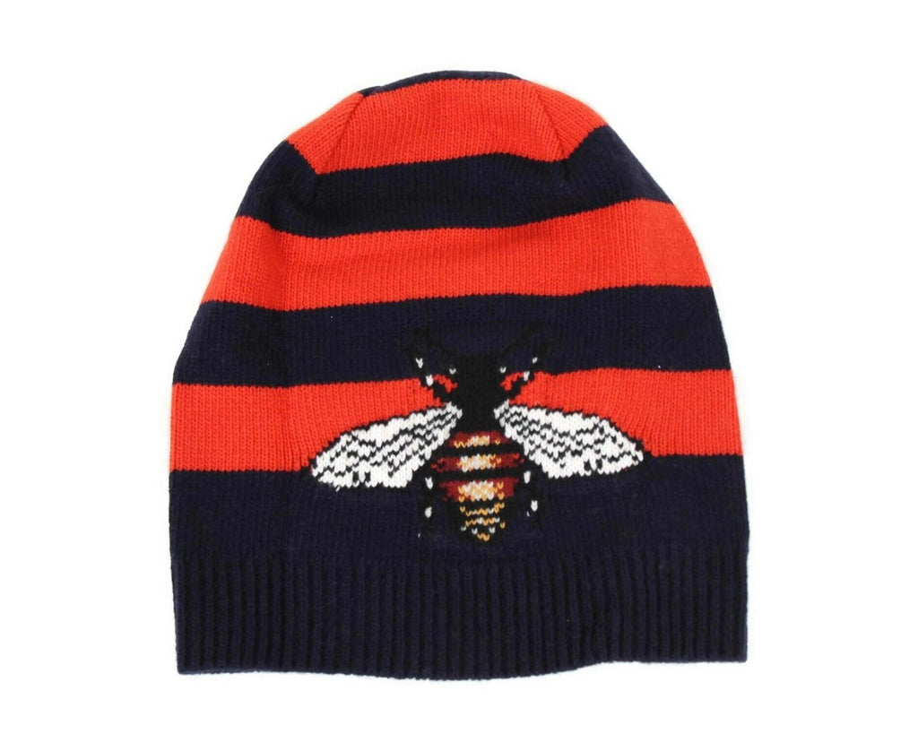 Gucci Beanie Striped Wool Knit Large Bee Hat for Men