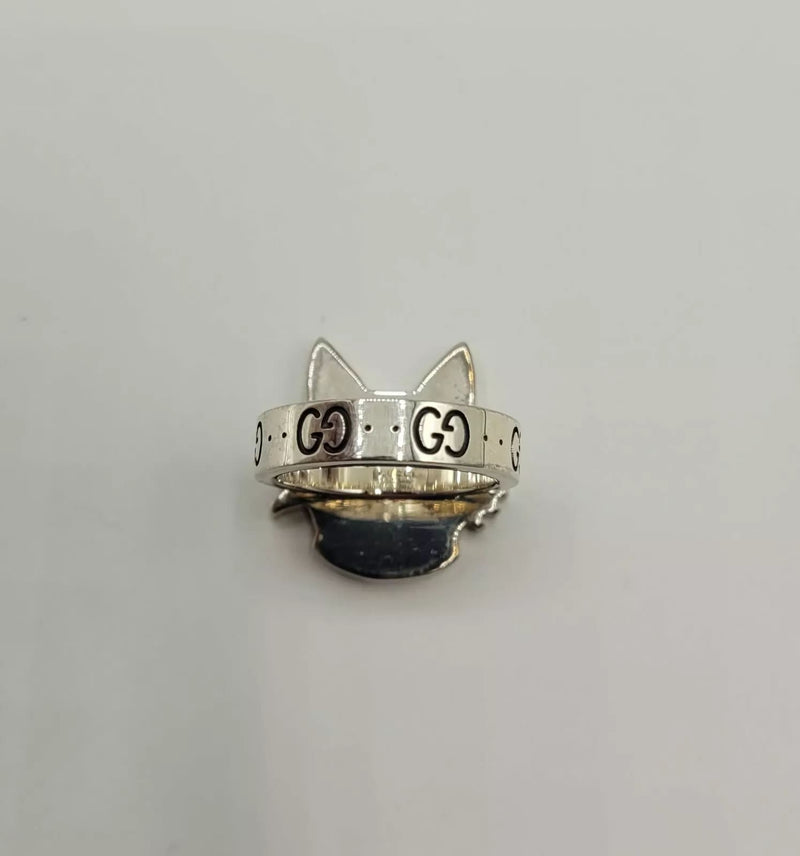 Gucci Bosco & Orso Aged Silver Bosco Head GG Ring IT 13 / US 6.5