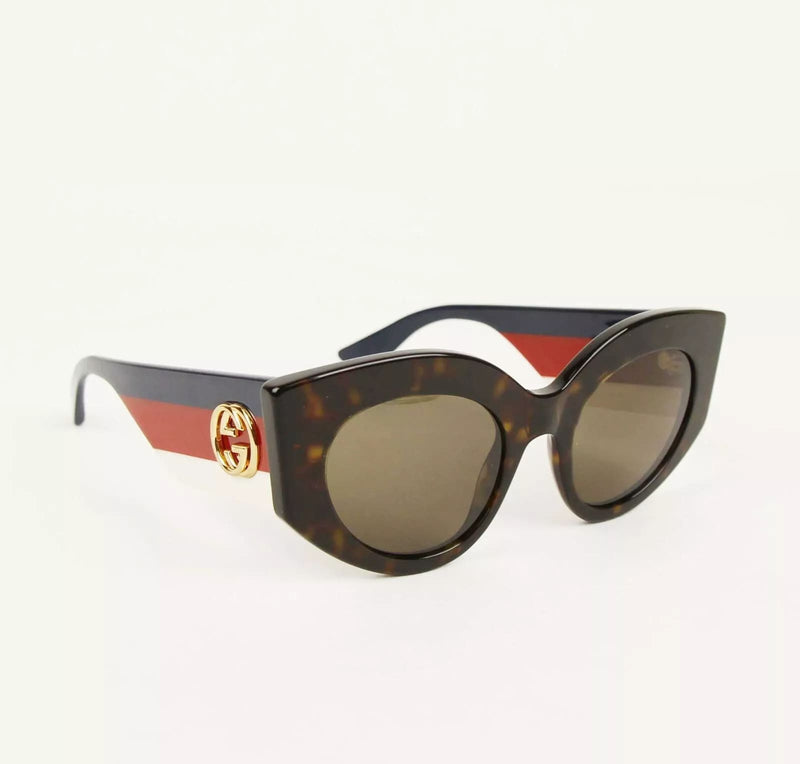 Gucci Havana Oversized Cat Eye Acetate Sylvie Web Sunglasses