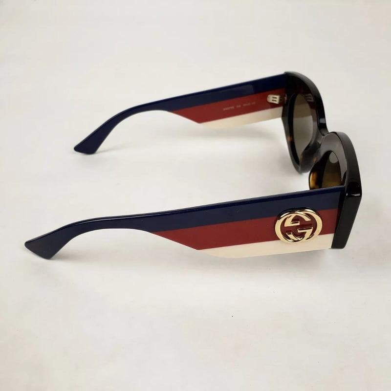 Gucci Havana Oversized Cat Eye Acetate Sylvie Web Sunglasses