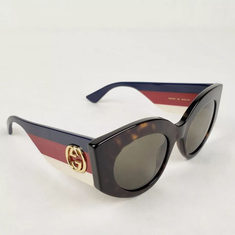 Gucci Havana Oversized Cat Eye Acetate Sylvie Web Sunglasses