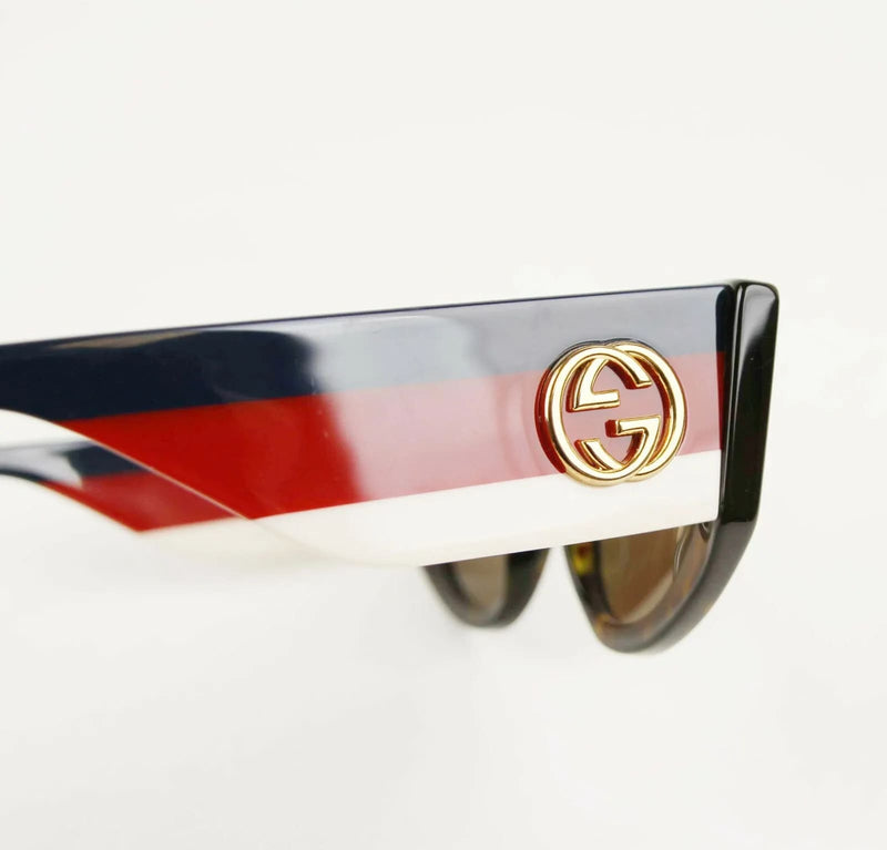 Gucci Havana Oversized Cat Eye Acetate Sylvie Web Sunglasses