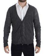 Costume National Elegant Gray Wool Blend Cardigan Men's Sweater