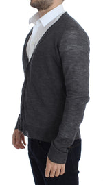 Costume National Elegant Gray Wool Blend Cardigan Men's Sweater