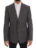 Dolce & Gabbana Sleek Gray Checkered Wool Men's Blazer