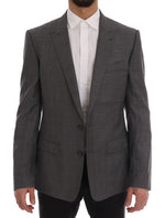 Dolce & Gabbana Sleek Gray Checkered Wool Men's Blazer