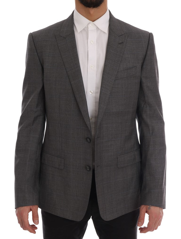 Dolce & Gabbana Sleek Gray Checkered Wool Men's Blazer