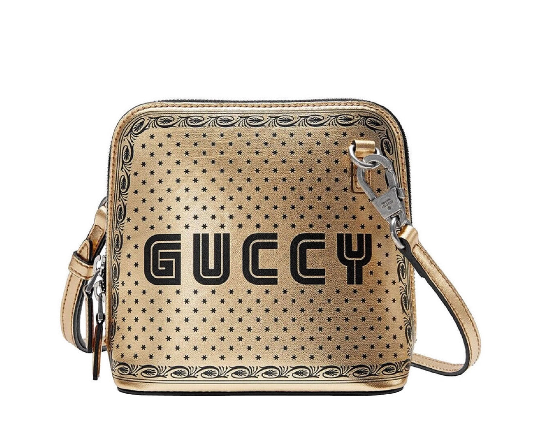 Gucci Women's Gold Guccy Sega Script Dome Mini Crossbody Bag