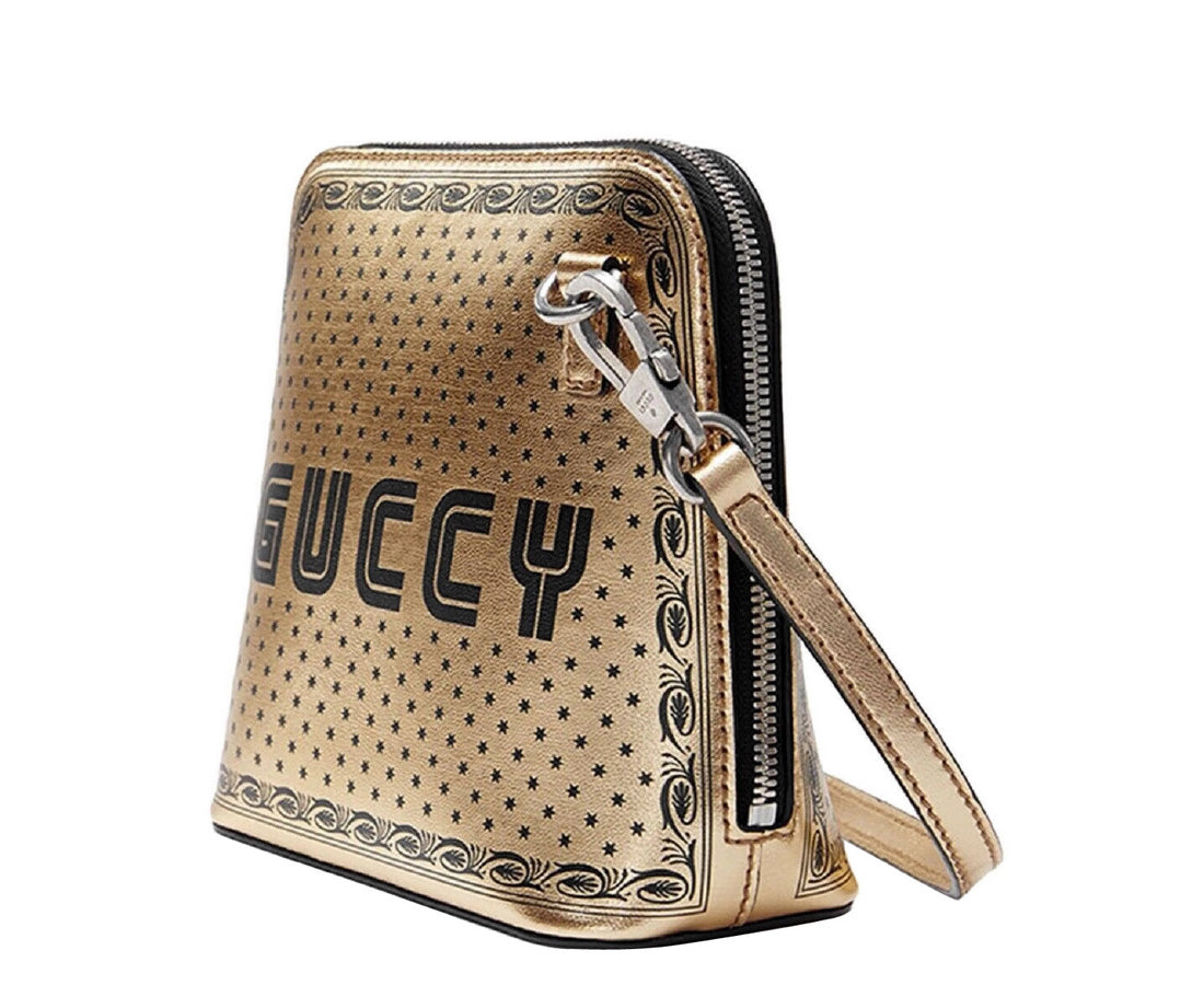 Gucci Women's Gold Guccy Sega Script Dome Mini Crossbody Bag