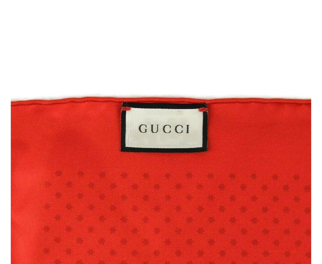 Gucci Women's Red Silk With Gold Star Print And "GUCCY" Logo Scarf 519591 6500