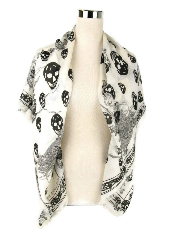 skull-print wool scarf