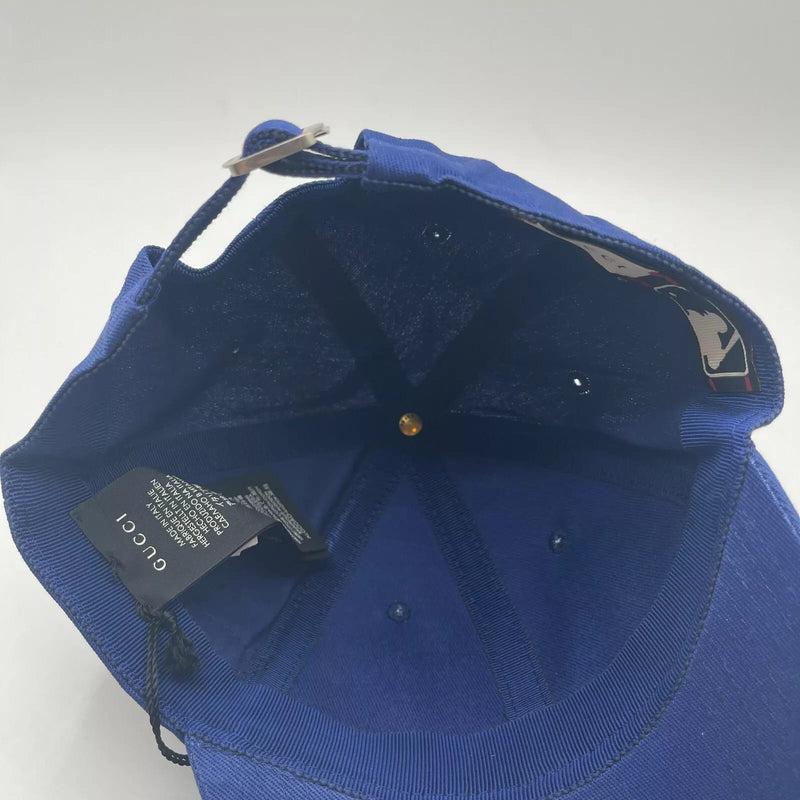 Gucci Unisex Blue Cotton NY Yankee Butterfly Embroidery Baseball Hat