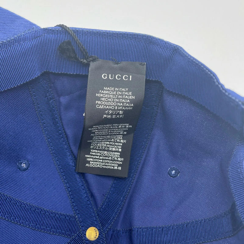 Gucci Unisex Blue Cotton NY Yankee Butterfly Embroidery Baseball Hat