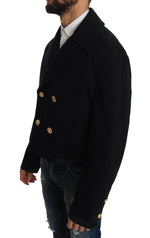 Dolce & Gabbana Elegant Dark Blue Trench Coat Men's Jacket