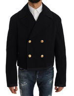 Dolce & Gabbana Elegant Dark Blue Trench Coat Men's Jacket