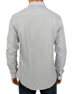 GF Ferre Chic Gray Striped Cotton Casual Men's Shirt