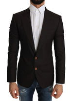 Dolce & Gabbana Sleek Slim Brown Virgin Wool Blazer Men's Jacket